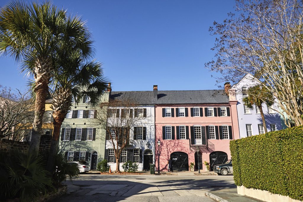 InPickleball | Rainbow Row on lower East Bay Street, Charleston, SC
