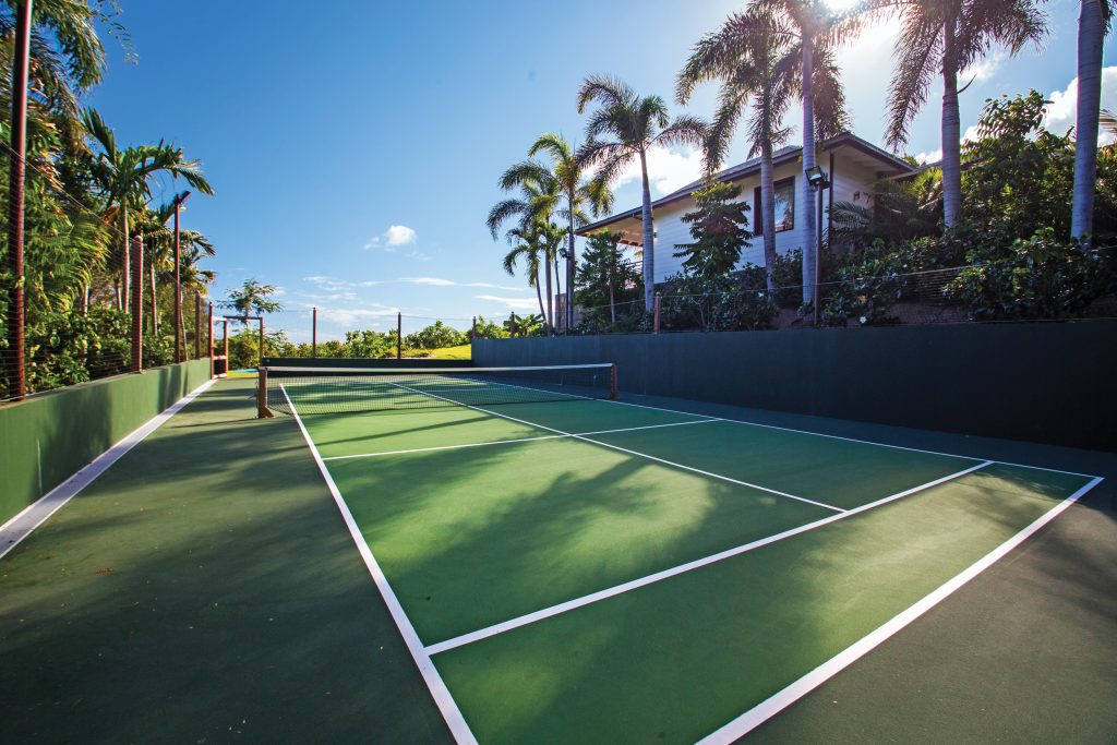 InPickleball |  Pickleball Rentals | The Villa Blanc Bleu tennis court in St. Barts is convertible for pickleball. | WIMCO Villas