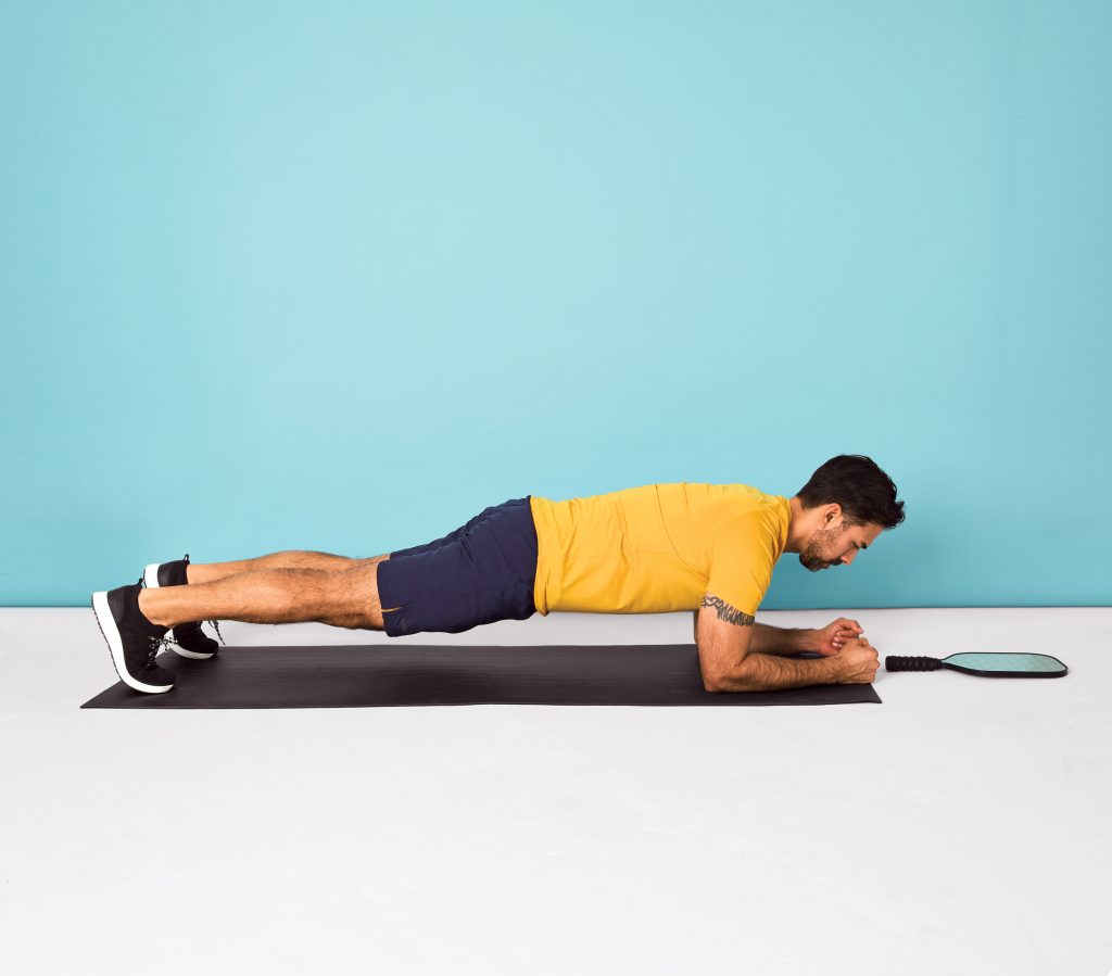 InPickleball | Forearm plank reach-and-tap A